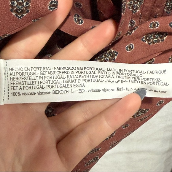 Massimo Dutti Dark Floral Paisley Pussybow Blouse Size 2 Small Academia Chic - Picture 11 of 15